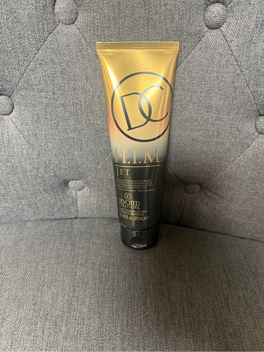 H.I.M. Jet Tanning Lotion - Devoted Creations, Gold/Black